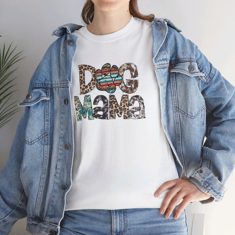 Dog Mama Unisex Heavy Cotton Tee | Dog Mama Paw Print Shirt