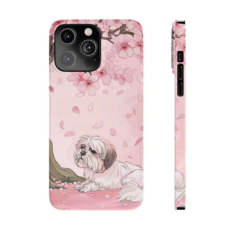 Shih Tzu with Flowers Slim iPhone Cases