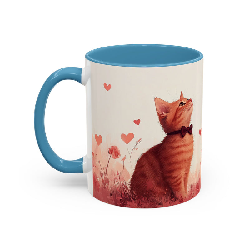 Abyssinian Valentine's Day Cat Accent Coffee Mug (11, 15oz)