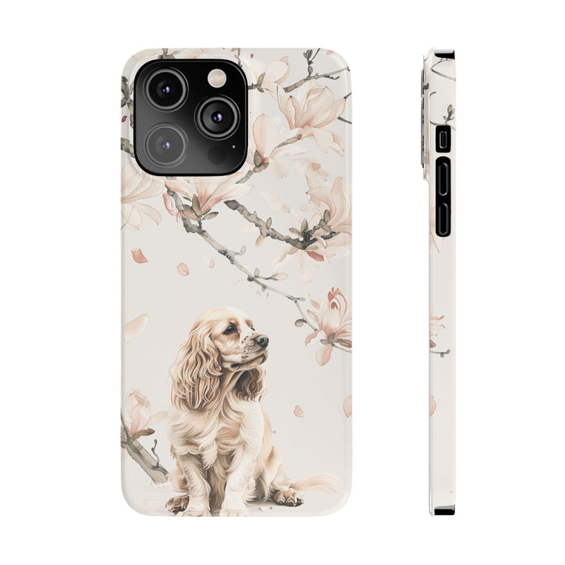 Cocker Spaniel with Flowers iPhone Slim Phone Cases