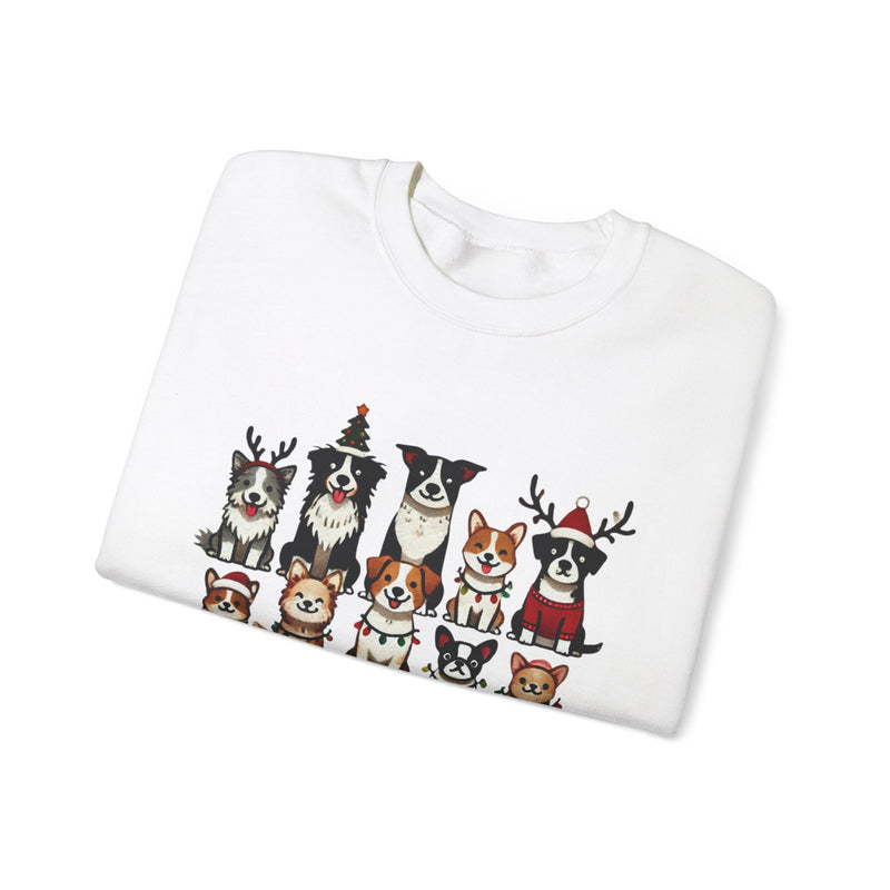 Cute Dog Cartoon Christmas Sweatshirt with Lights & Antlers – Festive Holiday Outfit