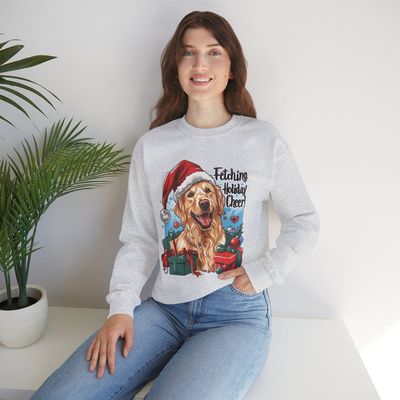 Golden Retriever Christmas Sweatshirt – Fetching Holiday Cheer, Unisex Crewneck