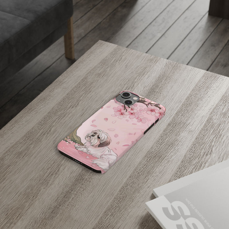 Shih Tzu with Flowers Slim iPhone Cases