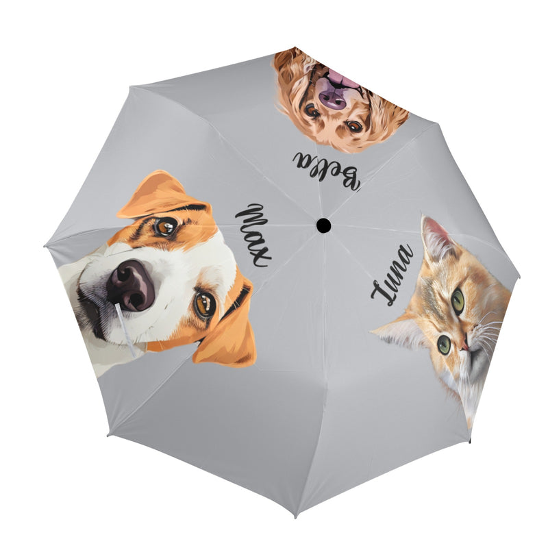 Custom Pet Photo Portrait Semi-Automatic Foldable Umbrella - Waterproof and Durable