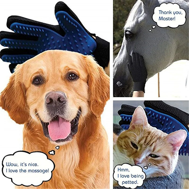 Pet Grooming Gloves - Gentle Massage and Hair Removal Tool for Cats, Dogs, Horses | Adjustable Fit, Skin-Friendly Materials