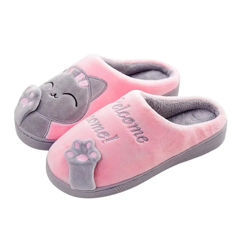 Cute Cartoon Cat Winter Home Slippers