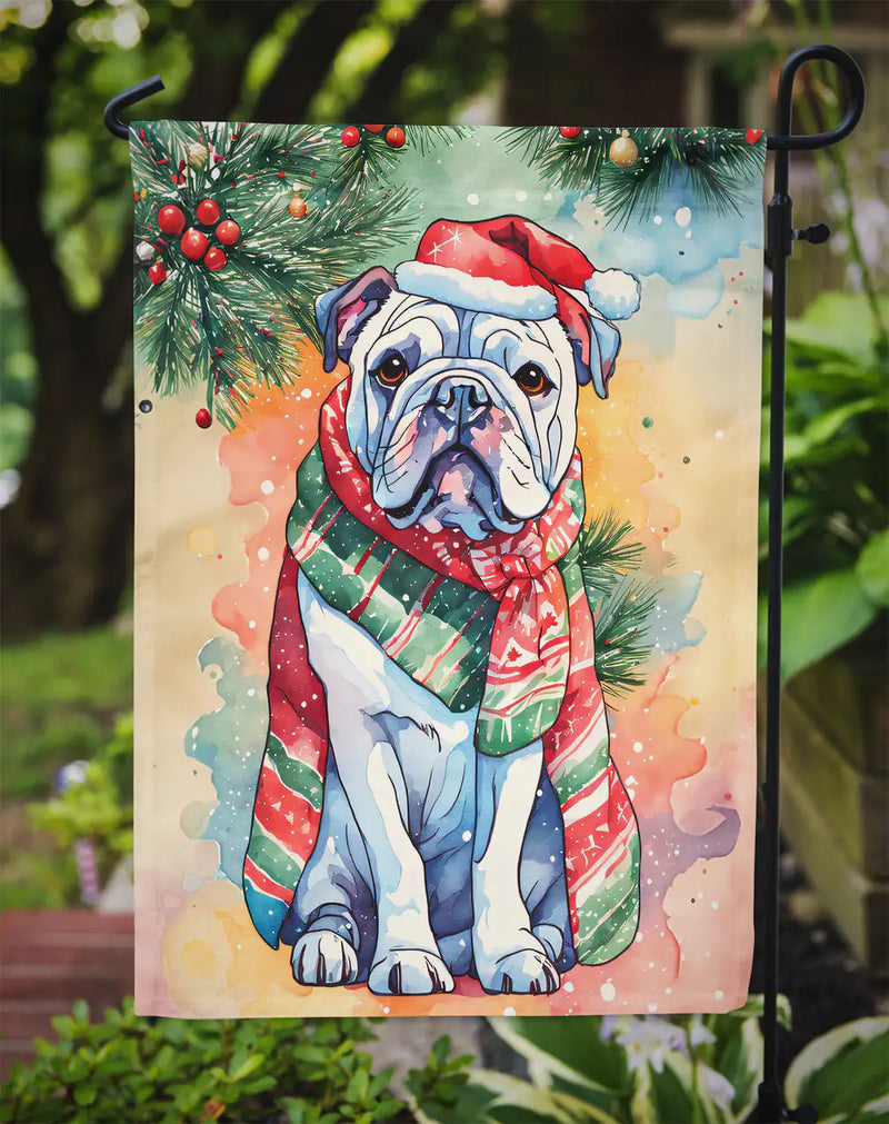 English Bulldog Garden Flag – Festive Christmas Decor