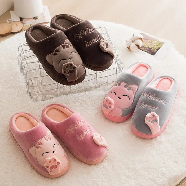 Cute Cartoon Cat Winter Home Slippers