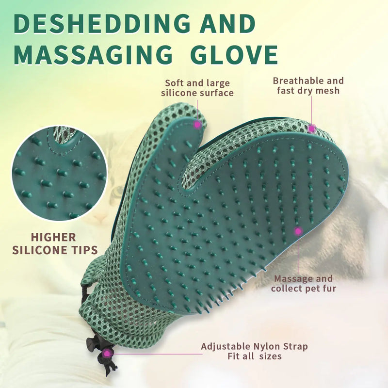 2-in-1 Pet Hair Removal & Grooming Glove for Cats and Dogs – Efficient Shedding Brush, Massage Glove, and Couch Cleaner