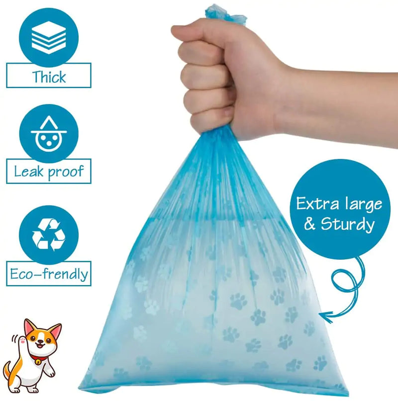 Pet Poop Disposable Bags with Paw Prints - Convenient Waste Cleanup for Dogs, Eco-Friendly