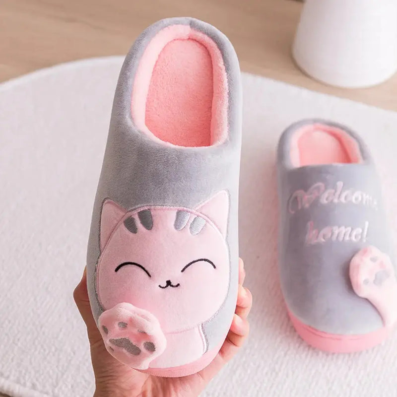 Cute Cartoon Cat Winter Home Slippers