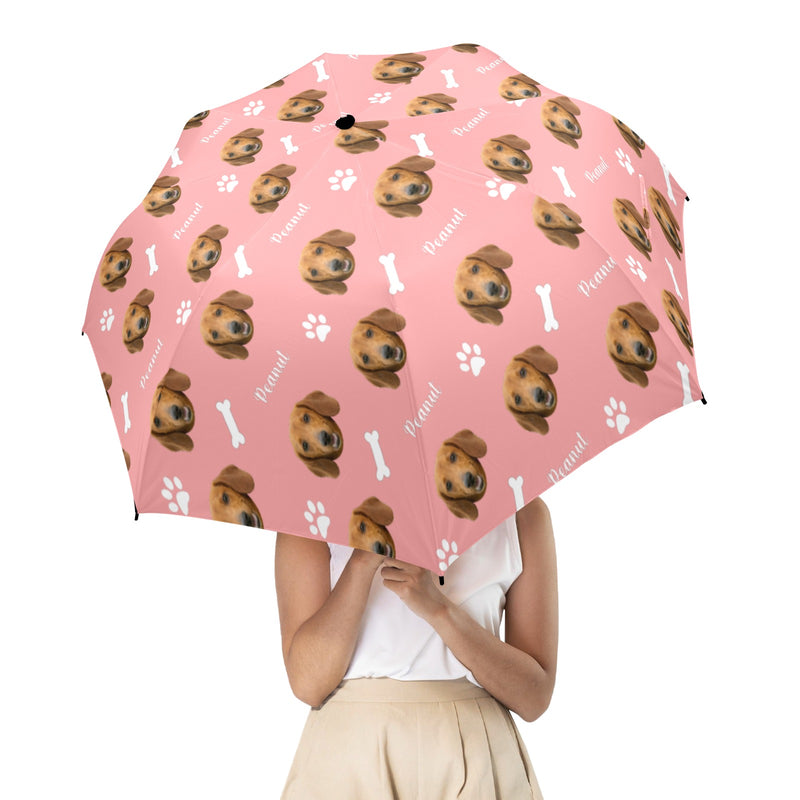 Custom Pet Photo Patterned Semi-Automatic Foldable Umbrella - Waterproof and Durable