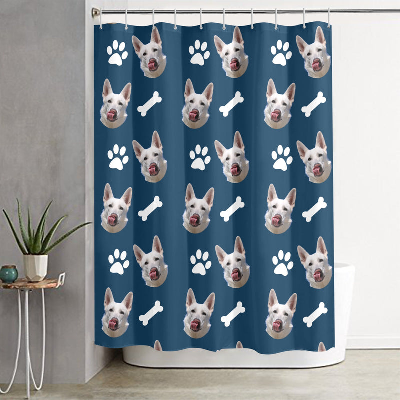 Custom Pet Photo Pattern Shower Curtain, Personalized Photo Shower Curtain Solid Colors