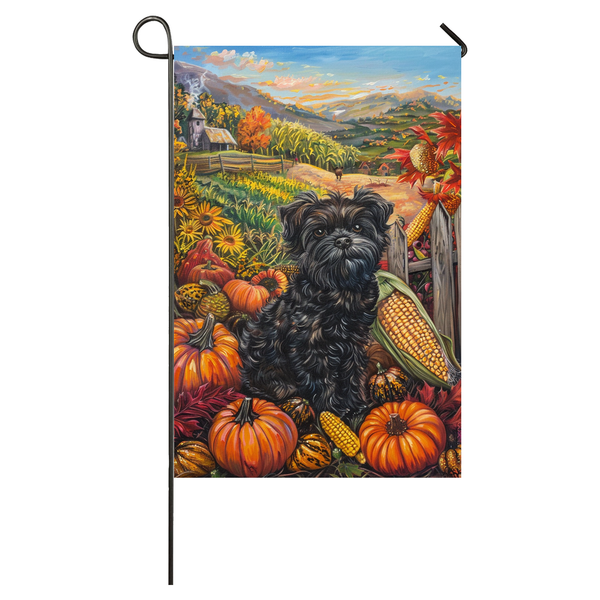 Affenpinscher Dog Garden Flag – Autumn Harvest Thanksgiving Decor