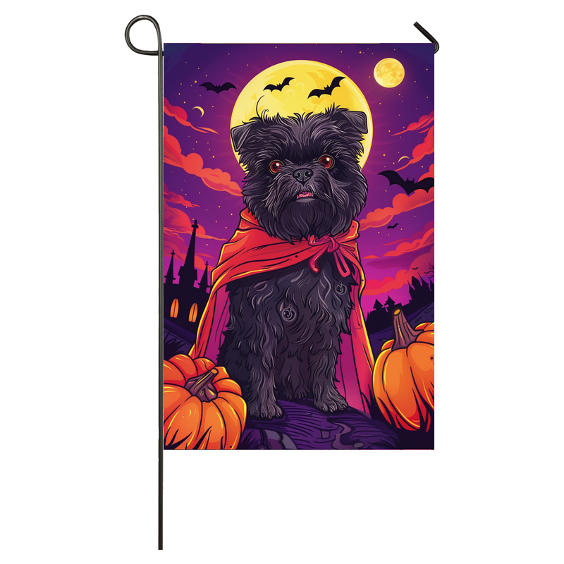 Affenpinscher Dog Halloween Garden Flag, Spooky Dog Witch Halloween House Flag