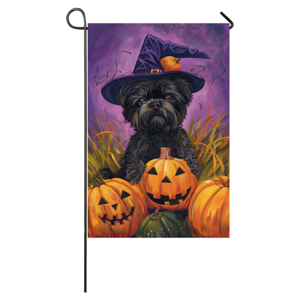 Affenpinscher Dog Halloween Garden Flag, Spooky Dog Witch Halloween House Flag