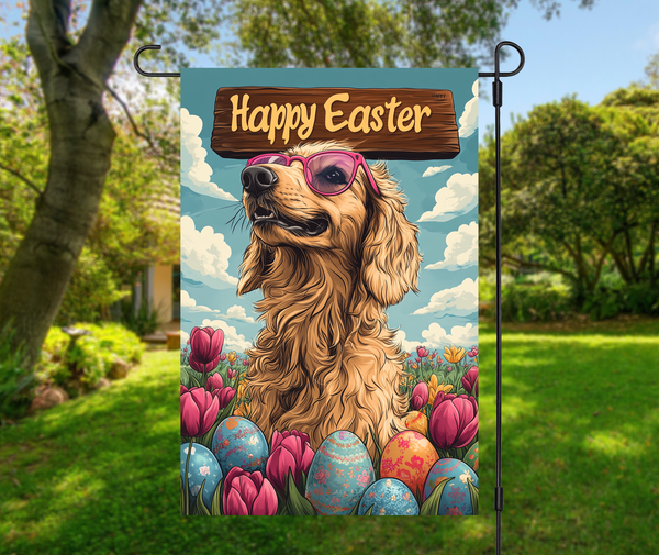 Afghan Hound Easter Garden Flag – Cute Spring Tulip Decor