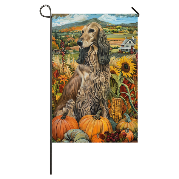 Afghan Hound Dog Garden Flag – Autumn Harvest Thanksgiving Decor