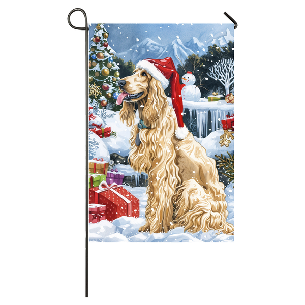 Afghan Hound Christmas Garden Flag, Dog Let it Snow Christmas House Flag