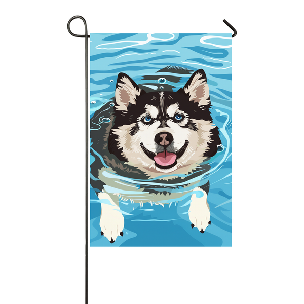 Alaskan Malamute Dog Swimming Pool Garden Flag - Colorful Summer Outdoor Decor for Dog Lovers