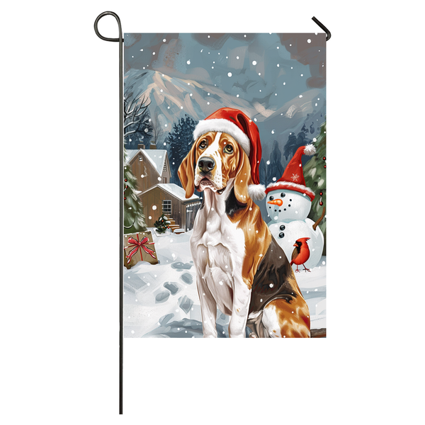 American English Foxhound Dog Lovers Let It Snow Christmas Garden Flag