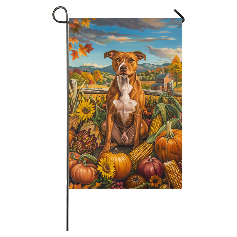 American Staffordshire Dog Thanksgiving Garden Flag – Autumn Harvest Decor