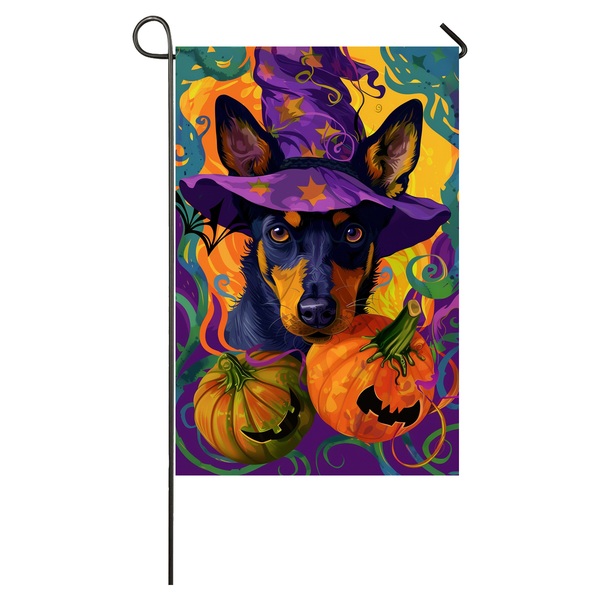 Australian Kelpie Dog Halloween Garden Flag, Spooky Dog Witch Halloween House Flag