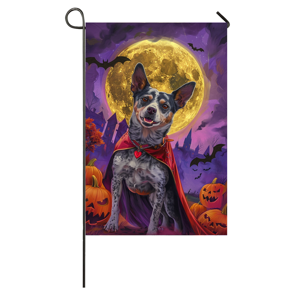 Australian Cattle Dog Halloween Garden Flag, Spooky Dog Witch Halloween House Flag