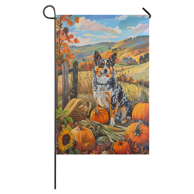 Australian Cattle Dog Thanksgiving Garden Flag – Autumn Harvest Decor