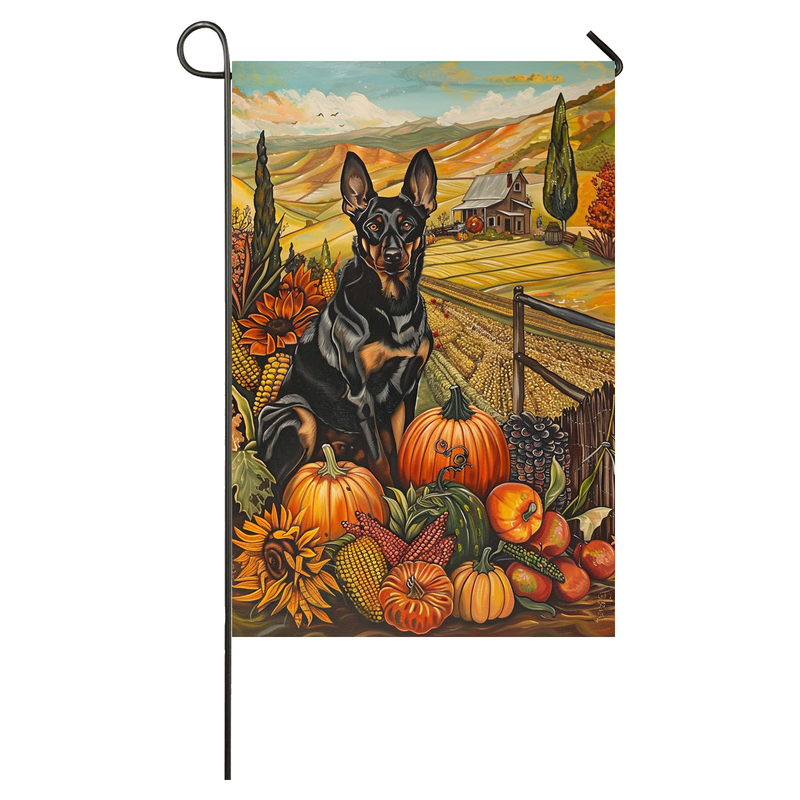 Australian Kelpie Dog Thanksgiving Garden Flag – Autumn Harvest Decor