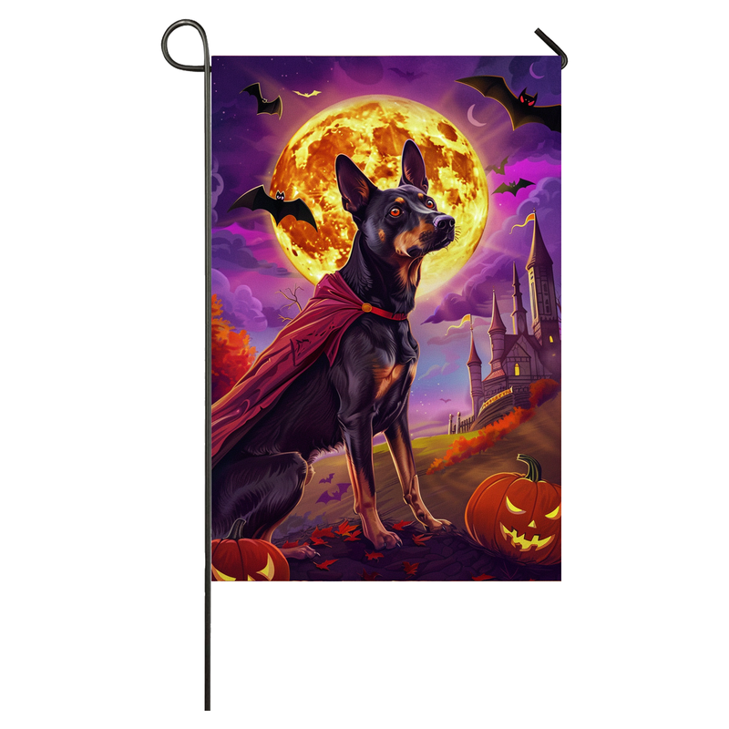 Australian Kelpie Dog Halloween Garden Flag, Spooky Dog Witch Halloween House Flag