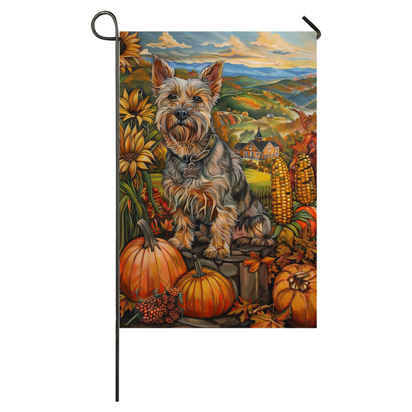 Australian Terrier Dog Thanksgiving Garden Flag – Autumn Harvest Decor