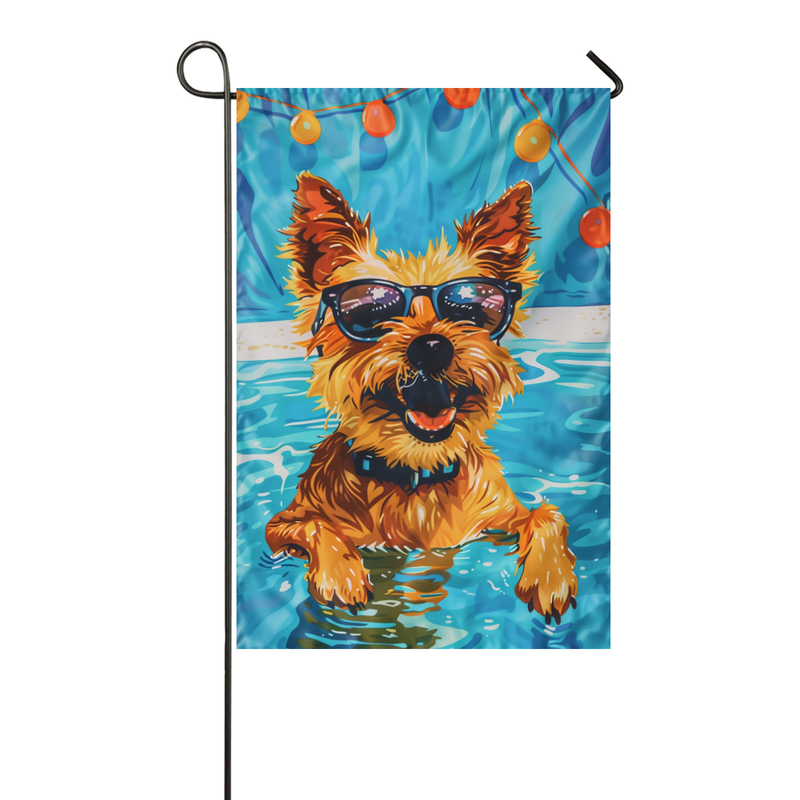 Australian Terrier Dog Swimming Pool Garden Flag - Colorful Summer Outdoor Decor for Dog Lovers