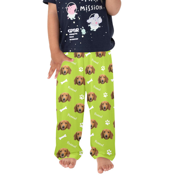 Custom Pet Photo Kid's Pajama, Gift for Dog Lovers, Personalized Little Kids' Pajama Trousers