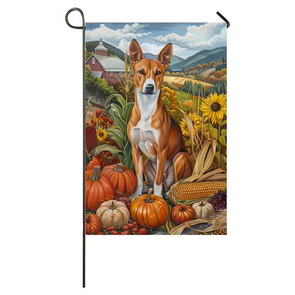 Basenji Dog Thanksgiving Garden Flag – Autumn Harvest Decor