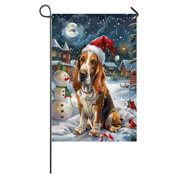 Basset Hound Dog Lovers Let It Snow Christmas Garden Flag