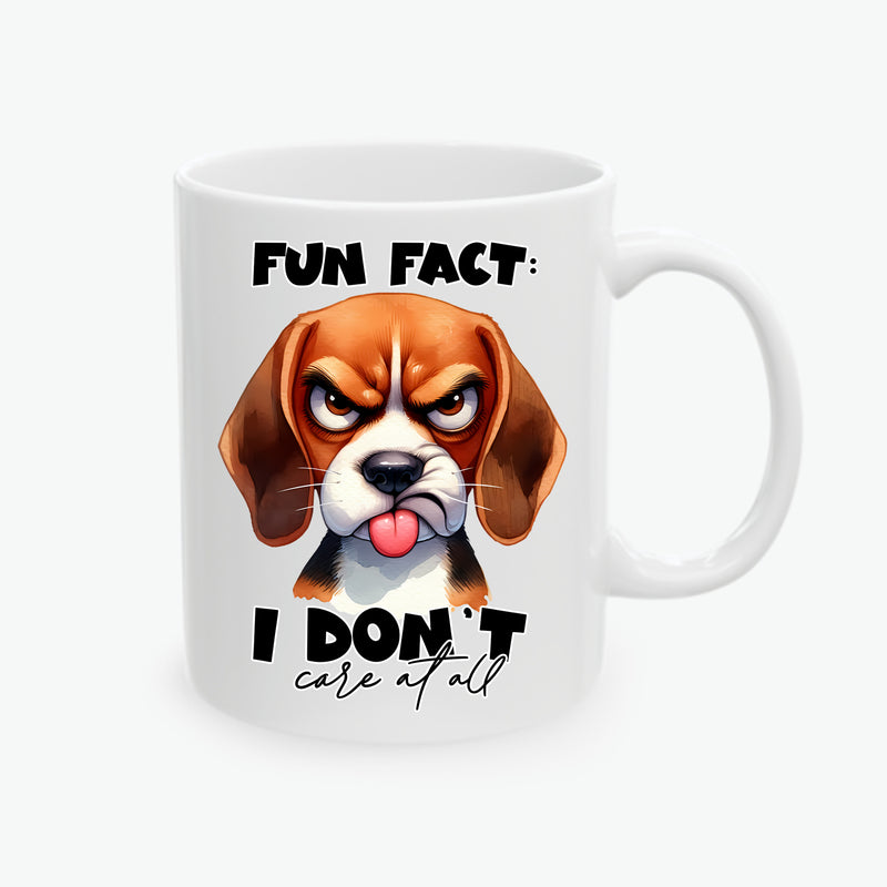 Grumpy Beagle Fun Fact I Don't Care At All Ceramic Mug, (11oz, 15oz)