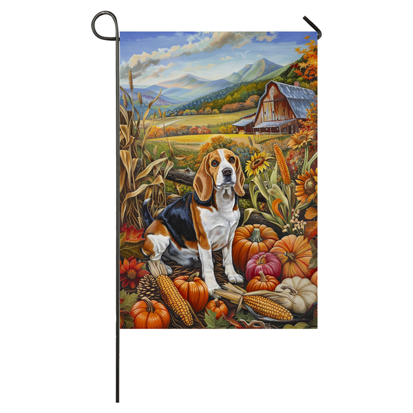 Beagle Dog Thanksgiving Garden Flag – Autumn Harvest Decor