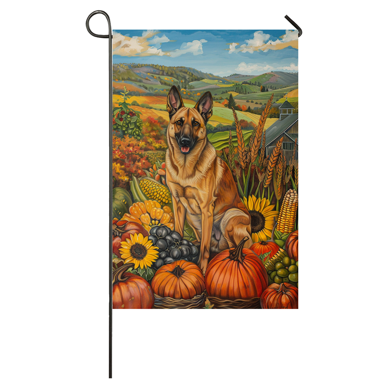 Belgian Malinoi Dog Thanksgiving Garden Flag – Autumn Harvest Decor