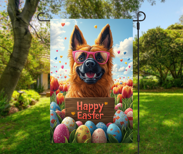 Belgian Tervuren Easter Garden Flag – Cute Spring Tulip Decor