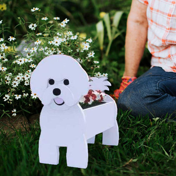 Bichon Frise Dog Planter – Cute Flower Pot for Garden, Bichon Frise Gifts for Bichon Frise Lovers