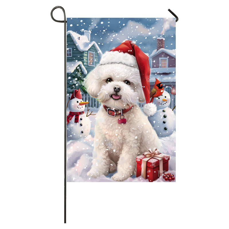 Bichon Frise Dog Lovers Let It Snow Christmas Garden Flag