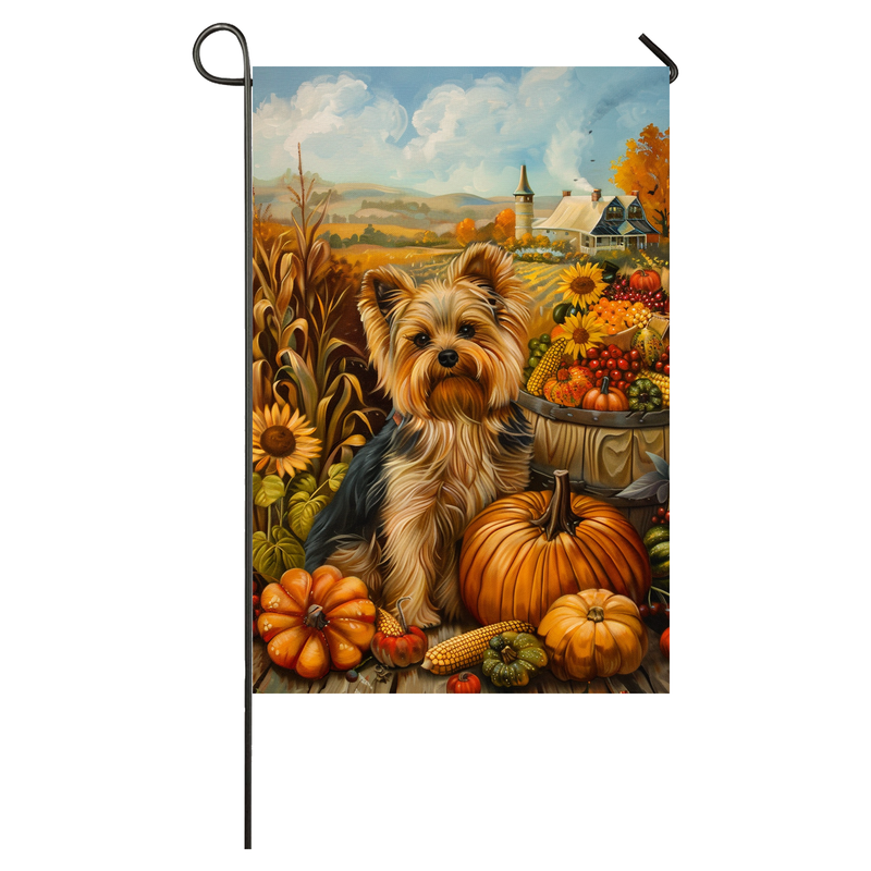 Biewer Terrier Dog Thanksgiving Garden Flag – Autumn Harvest Decor