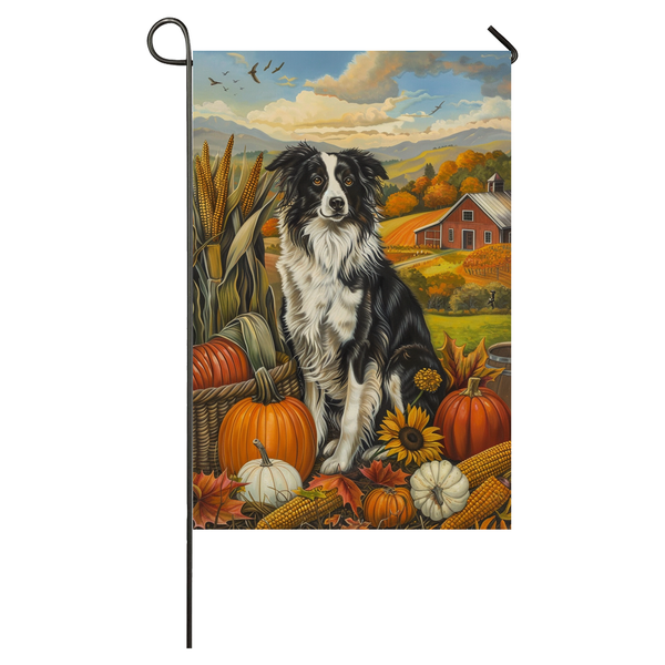 Border Collie Dog Thanksgiving Garden Flag – Autumn Harvest Decor