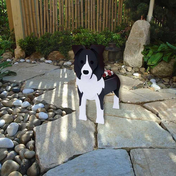 Border Collie Dog Planter – Cute Flower Pot for Garden, Border Collie Gifts for Border Collie Lovers