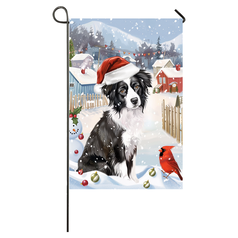 Border Collie Dog Lovers Let It Snow Christmas Garden Flag