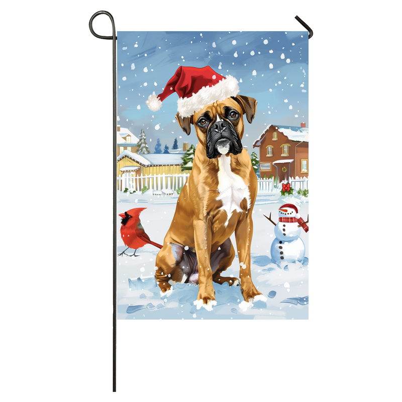 Boxer Dog Lovers Let It Snow Christmas Garden Flag