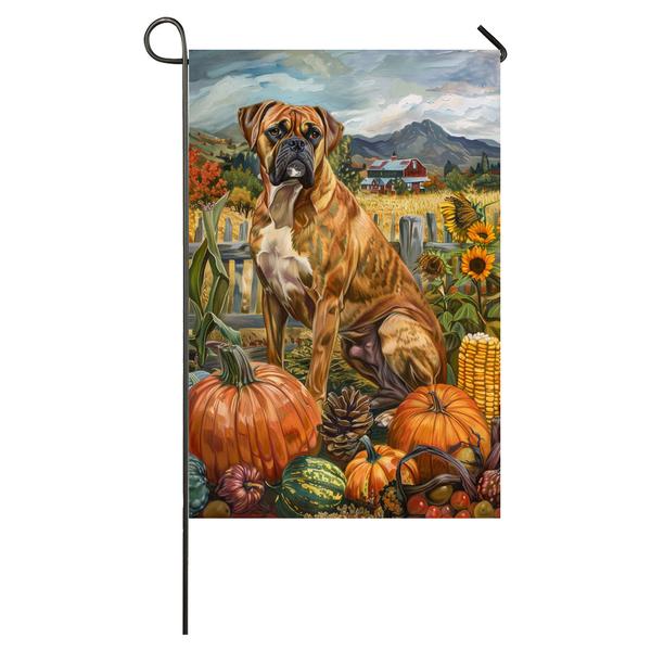 Boxer Dog Thanksgiving Garden Flag – Autumn Harvest Decor