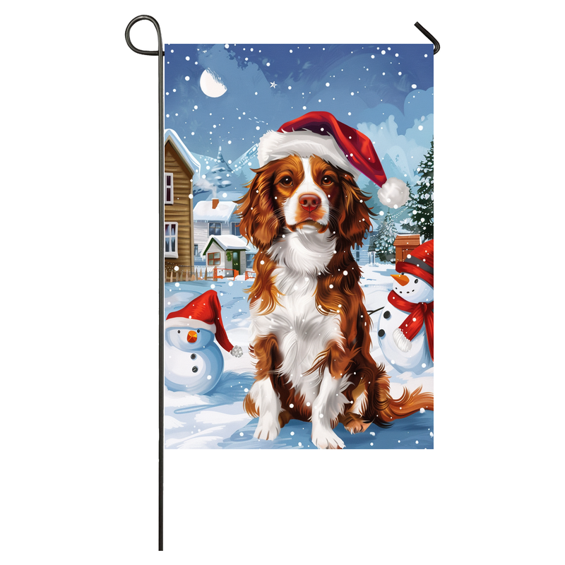 Brittany Spaniel Dog Lovers Let It Snow Christmas Garden Flag