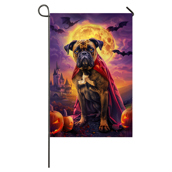 Bullmastiff Dog Halloween Garden Flag, Spooky Dog Vampire Halloween House Flag